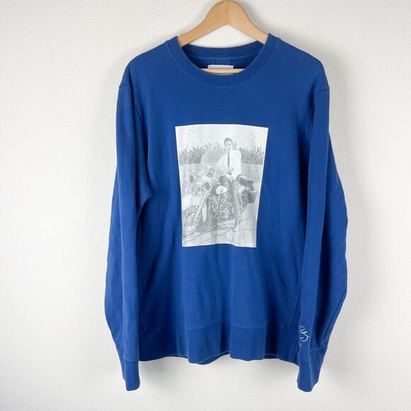 Ovadia Sons Elvis Presley Sweatshirt Mens Large Blue Distressed Faded Pullover - Picture 1 of 16